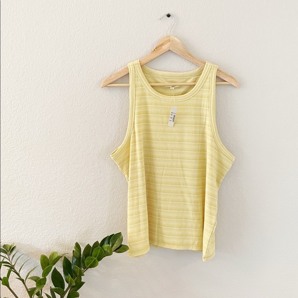 Madewell Tops - Madewell Striped Yellow High Neck Tank Top XXL